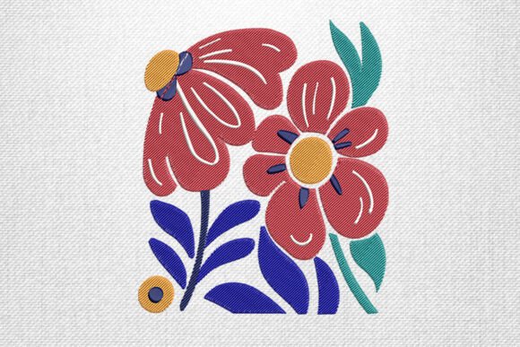 Bold Flower Embroidery Design Set