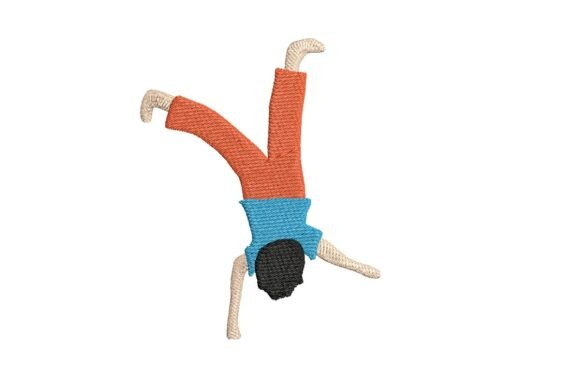 Boy Doing a Cartwheel Embroidery Design
