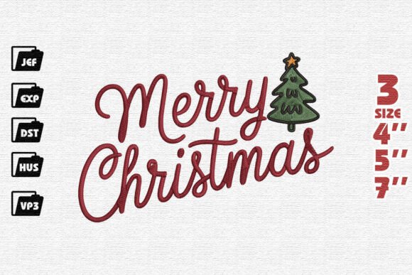 Classic Merry Christmas Script with Tree