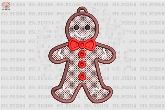 Earring Gingerbread Man Embroidery