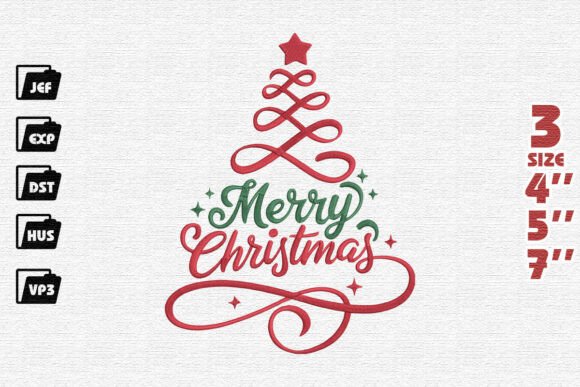 Elegant Merry Christmas with Swirl Tree