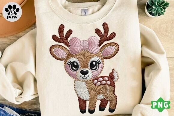 Faux Yarn PNG, Deer PNG, Embroidery PNG