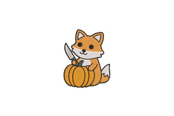 Fox Carving Pumpkin Embroidery