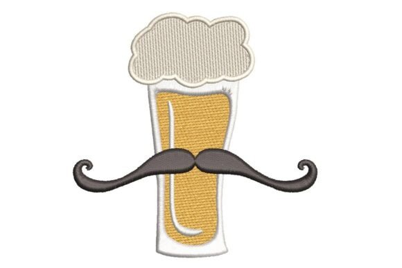 Gentleman Beer with Mustache Embroidery Design