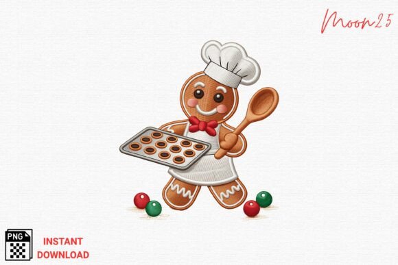 Gingerbread Baker Embroidery PNG