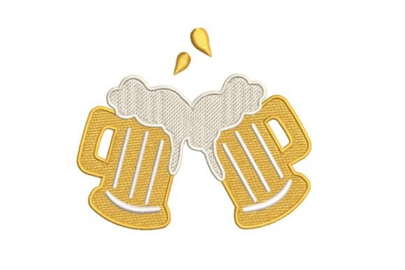 Happy Beer Mugs Cheers Embroidery Design