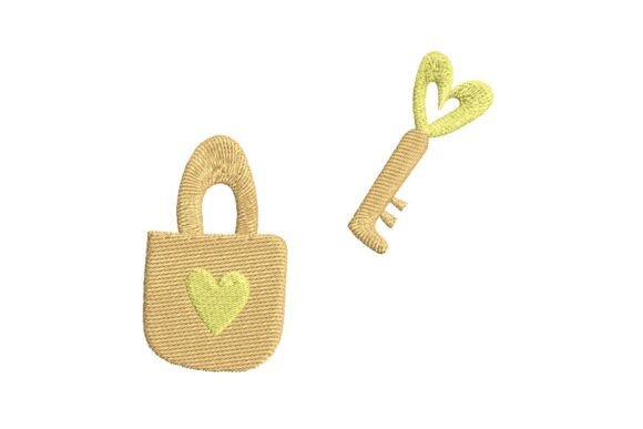 Heart Lock and Key Embroidery Design Set