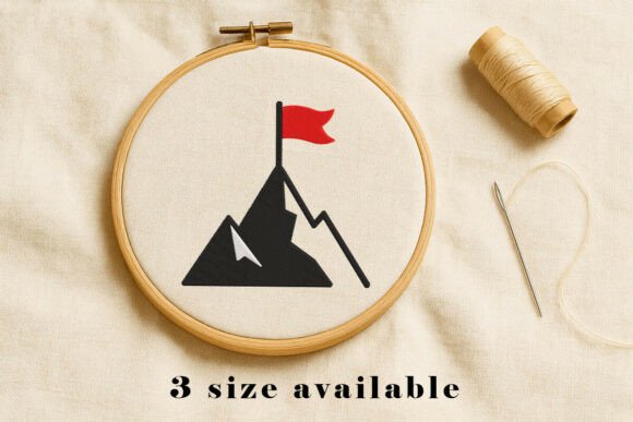 Mountain Peak Flag Embroidery Design