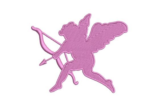 Pink Cupid with Bow and Arrow Embroidery Design