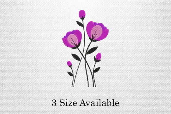 Purple Floral Stem Embroidery Design