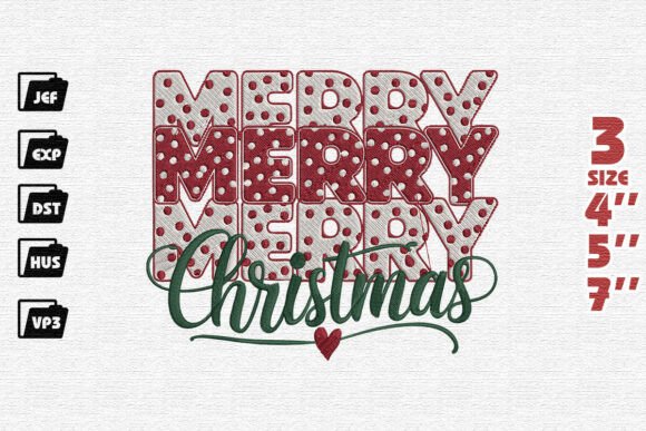 Retro Polka Dot Merry Merry Merry Christmas