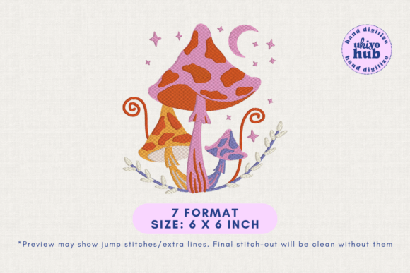 Retro Whimsical Mushroom Embroidery