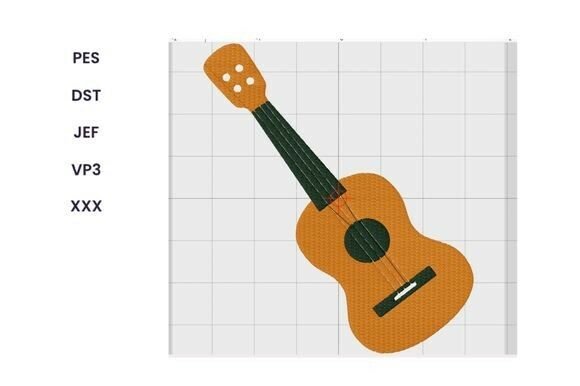 Simple Guitar Embroidery Design