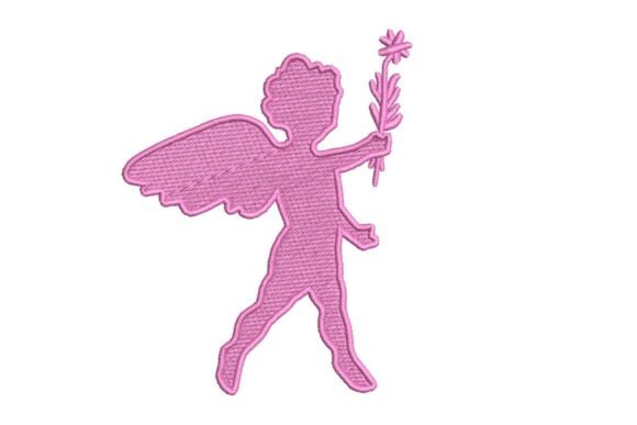 Sweet Pink Cupid with Flower Embroidery Design