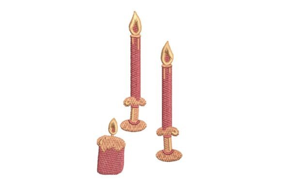Vintage Candle Set Embroidery Design