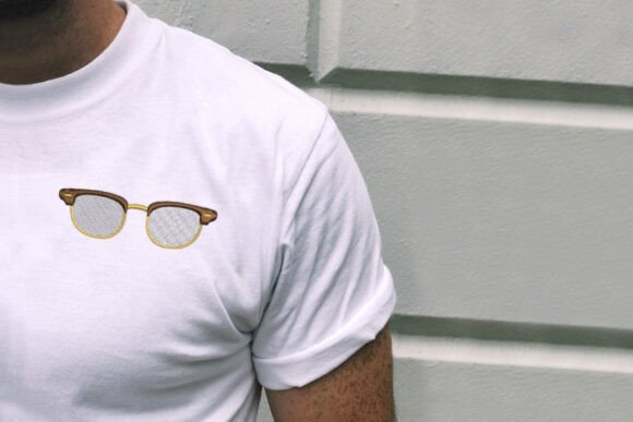 Vintage Horn Rim Glasses Embroidery