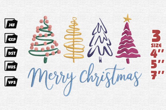 Whimsical Merry Christmas Embroidery Design